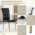 thumbnail image 5 of Set of 2 Black PU Retro Alligator Upholstered Dining Chairs with Crystal Tufted Back and Gold Metal Legs for Dining Room Kitchen, 5 of 9