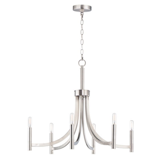 Maxim 21526SN Lyndon 6-Light Ceiling Chandelier, Satin Nickel, 27" x 28"