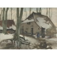 thumbnail image 2 of Willem Witsen 18x14 Gold Ornate Wood Frame and Double Matted Museum Art Print Titled - Woman for a House in a Snowy Forest (, 1870 - 1923), 2 of 4