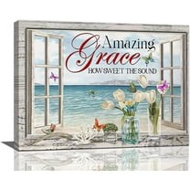 Window Beach Wall Art Butterfly Flower Pictures Wall Decor Inspirational Quotes Canvas Painting Print Artwork Painting Art, Dining Room Wall Decor Ideas, Art Deco Frameless 8x10inch