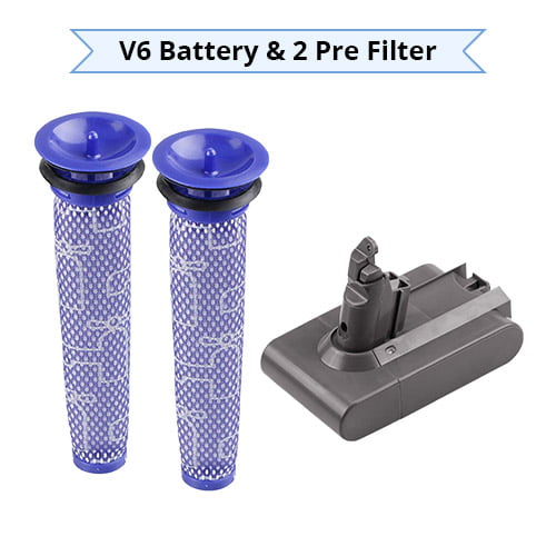 Replacement Vacuum Filter & Battery Kit for Dyson V7 V8 DC59 DC58 (2F 1B) -
