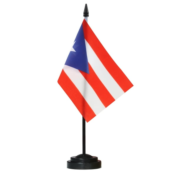 ANLEY Ensemble de Drapeaux de Bureau de Luxe Puerto Rico - Drapeau de Bureau Miniature Puerto Rican 6 x 4 Pouces avec Mât Solide de 12 Pouces