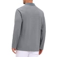thumbnail image 3 of INSPIRE CHIC Men's Textured Polo Shirts Long Sleeve Quarter Zip Golf Top S Gray, 3 of 6