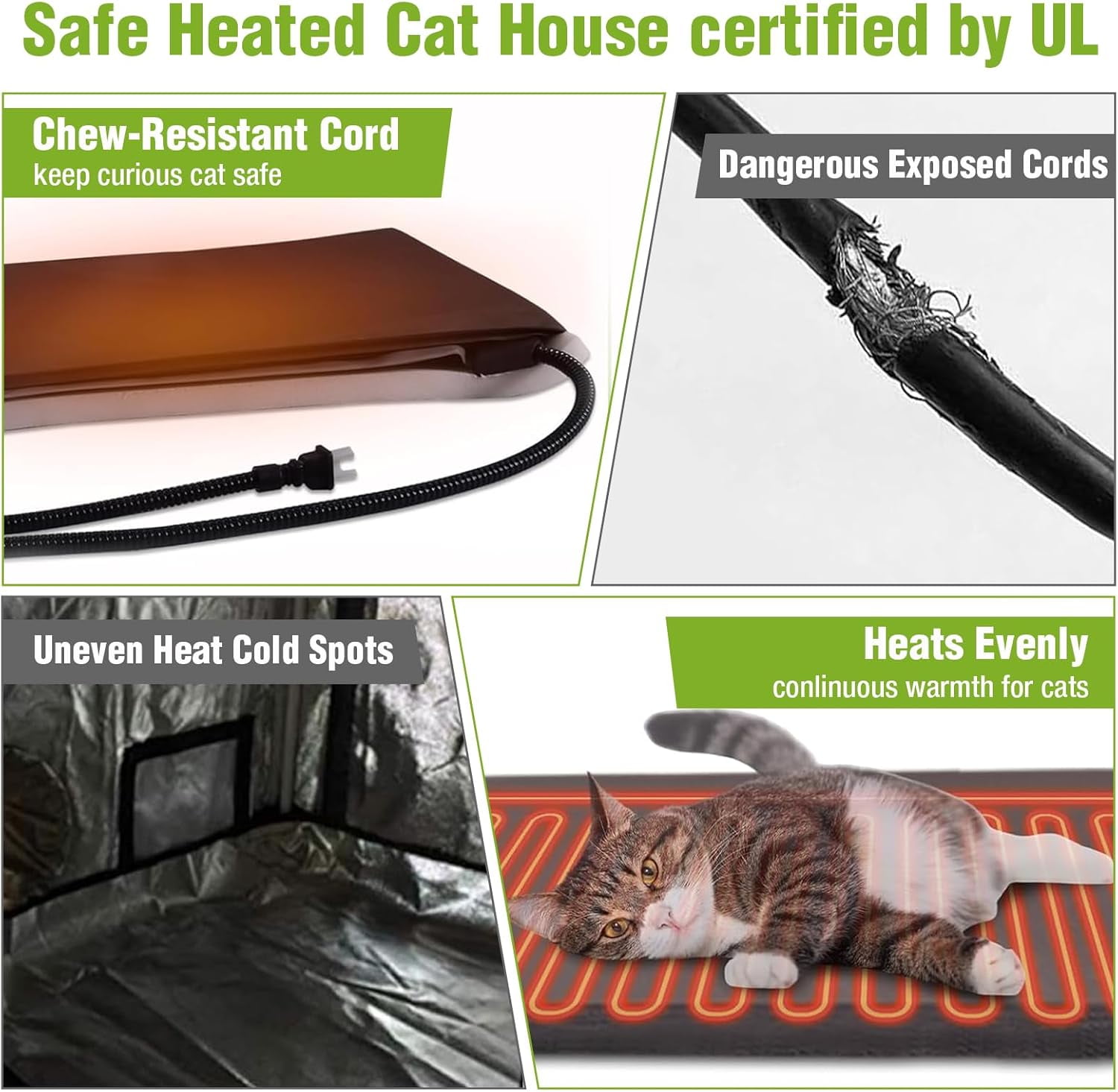 Aivituvin Heated Cat House for Outside, 2-Story Wooden Cat House Weatherproof for Winter Outdoor Feral Cat Shelter with Heater and Insulated Liner, Brown