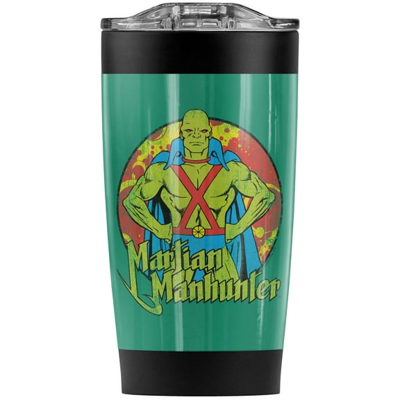 Justice League Martian Manhunter Circle Stainless Steel Tumbler 20 oz Coffee Travel Mug/Cup, Vacuum Insulated & Double Wall with Leakproof Sliding Lid | Great for Hot Drinks and Cold Beverages