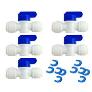 Lemoy Equal Straight OD Tube Ball Valve Quick Connect Fitting 3/8-Inch by 3/8-Inch OD Valve Start RO Water System Set Of 5 (pack 5)
