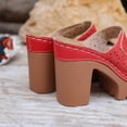 thumbnail image 4 of HomeDM Women's Block Heels Sandals Flatform Round Open Toe Two Strap Slip On Mules Sandals, Red Size 5.5, 4 of 9
