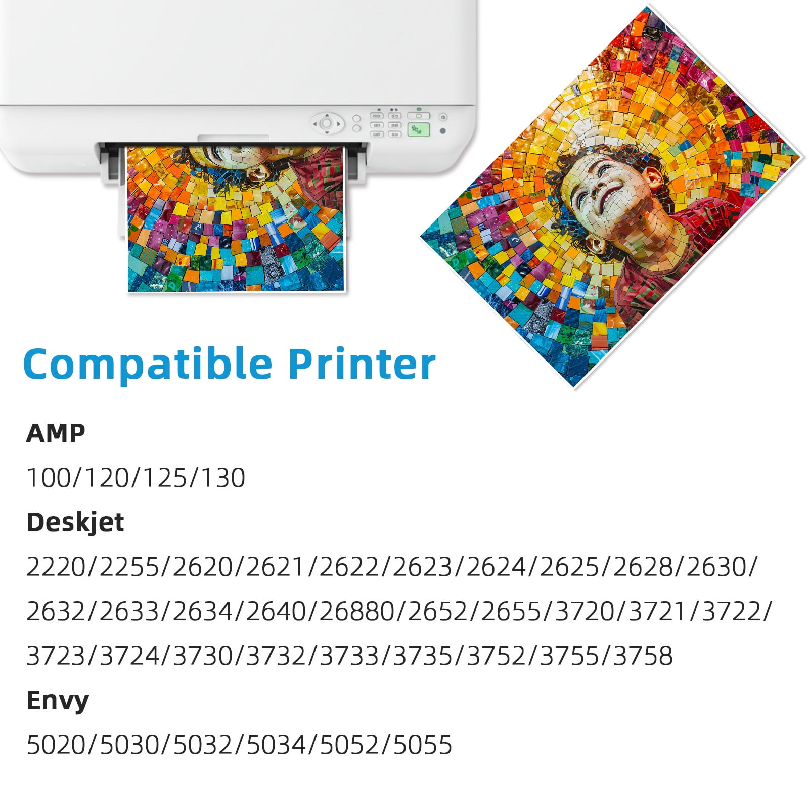 65XL Ink Cartridges Compatible for HP 65 Ink for Deskjet 2655 3755 Envy 5055 5000 Printer ( 2 Pack)