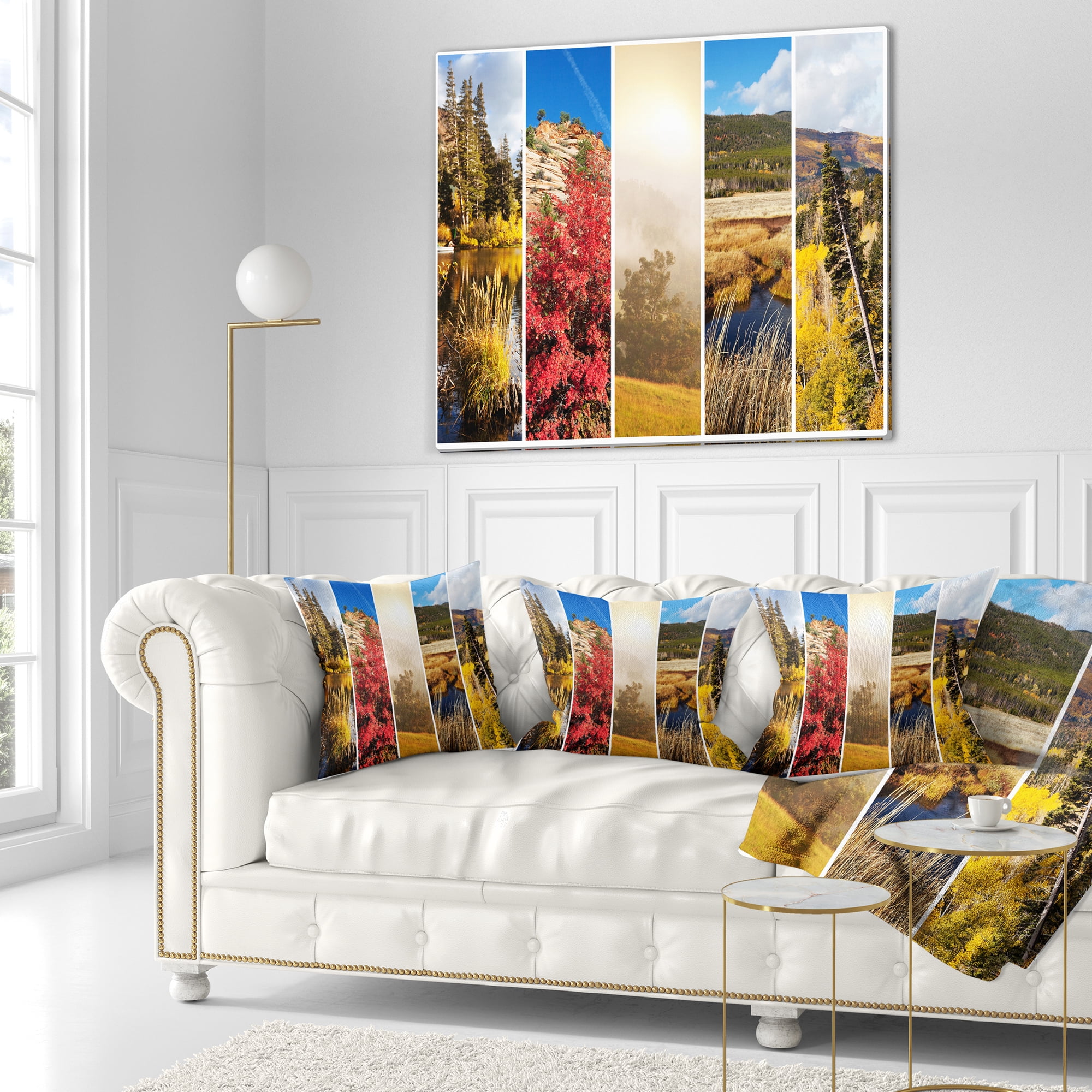 Designart Autumn in Sierra Nevade Collage - Landscape Printed Throw Pillow - 16x16