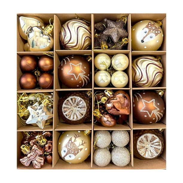 64 bolas navideñas brillantes para colgar en el árbol de Navidad. Estilo E