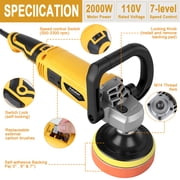 Car Buffer Polisher, 2000W 7 inch/6 inch/5inch Rotary Buffer Polisher with 7 Variable Speed 500-3300 RPM, for Car Detailing, Polishing, Waxing