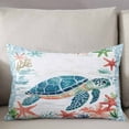 thumbnail image 3 of Teal Red Coastal Throw Pillow Cover 12 x 20 Inch Decorative Pillow Cover Summer Beach Turtle Starfish Nautical Lumbar Pillowcase Seasonal Rectangle Cushion Case for Couch Sofa Bed Living Room, 3 of 7