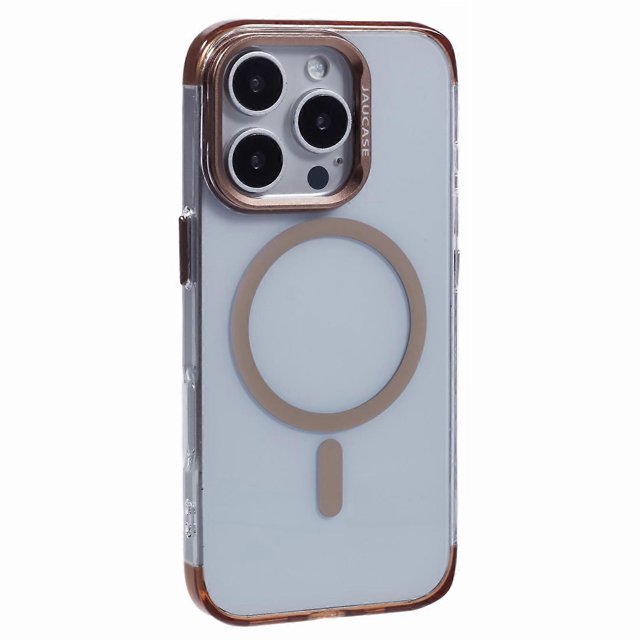 JAUCASE For iPhone 16 Pro Max Clear Case Compatible with MagSafe Lens Frame Kickstand PC+TPU Phone C
