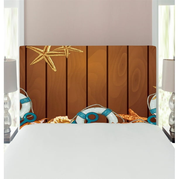 Seashells Headboard, Seashells Anchors Starfish on Wooden Backdrop