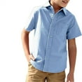 thumbnail image 4 of Short Sleeve Solid Color Boys Casual Button Blouse Kids Children Lapel Cotton Tops with Pocket for 5-14 Years, 4 of 7