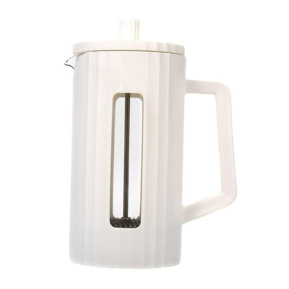 Tnarru French Pressing Coffee Maker Coffee Kettle Coffee Pot Large Capacity Steel Press Espresso Kettle for Home Cafe Camping Travel White 600ml