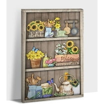 Kitchen Canvas Wall Art - Rustic Kitchen Pictures for Wall Decor, Farmhouse Kitchen Scene Pictures For Kitchen, Kitchen Art Picture Framed Canvas Print For Dining Room 12x18