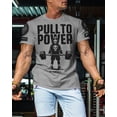 thumbnail image 3 of Gymish PULL TO POWER Workout T-Shirt – Funny Gym Shirt for Men, Lifting T-Shirt for Deadlift, Heather Grey with Sleeve Logo, X-Large, 3 of 6