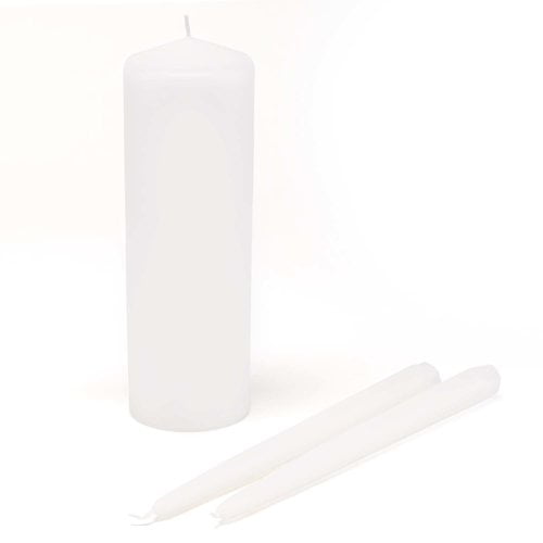 3pc Wedding Unity Candle and Taper Set White