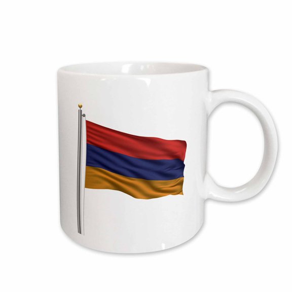 3drose, Flag of Armenia on a Flag Pole over White Armenian, 15oz Mug