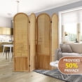 thumbnail image 2 of 4 Panel Room Divider and Folding Privacy Screen, 5.6 Ft Foldable Double Hinged Rattan Partition, Hand-Woven Rattan Room Divider Portable Wood Freestanding Wall Divider for Room Separation - Natural, 2 of 18