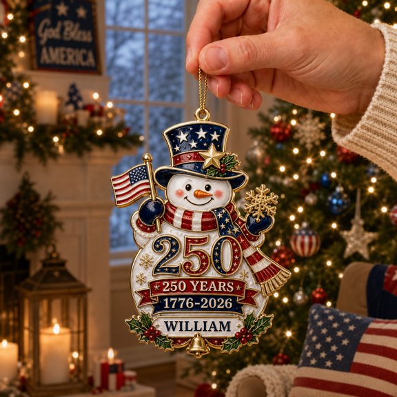 Acrylic Christmas Ornament Patriotic Snowman 250th Anniversary Tree Hanging for Holiday Gift Giving