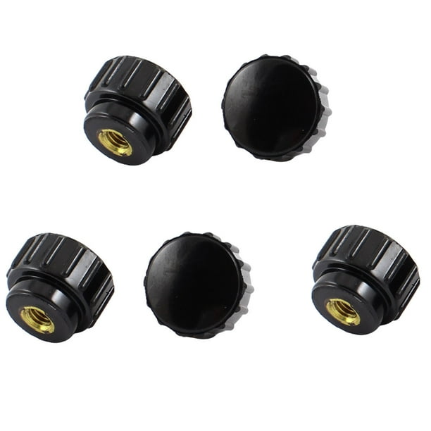 Unique Bargains 5pcs 3mm Dia Female Thread Black Plastic Screw On Type