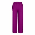 thumbnail image 6 of Olyvenn Cotton Linen Pant for Women Summer Casual Wide Leg High Waisted Trouser Loose Drawstring Elastic Waist Pants with Pockets Hot Pink XL, 6 of 7