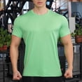 thumbnail image 2 of Mens Short Sleeve Muscle T-Shirt Bodybuilding Athletic Training Tee, Muscle Fit Crew Neck Fitness Top, Quick Dry 4-Way Stretch Performance Base Layer Solid Color, 2 of 6