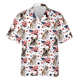 thumbnail image 2 of Lotusprinthandmade Bulldog US Flag Pattern 4th July Independence Day Short-sleeve Hawaiian Shirt S-5XL (S), 2 of 6