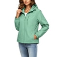 thumbnail image 5 of Crgrtght Women Hooded Zip Long Sleeve Solid Casual Travel Jacket Coat Waterproof Hiking Jacket Windproof Outdoor Slim Lightweight Rain Jacket, Mint Green L, 5 of 7