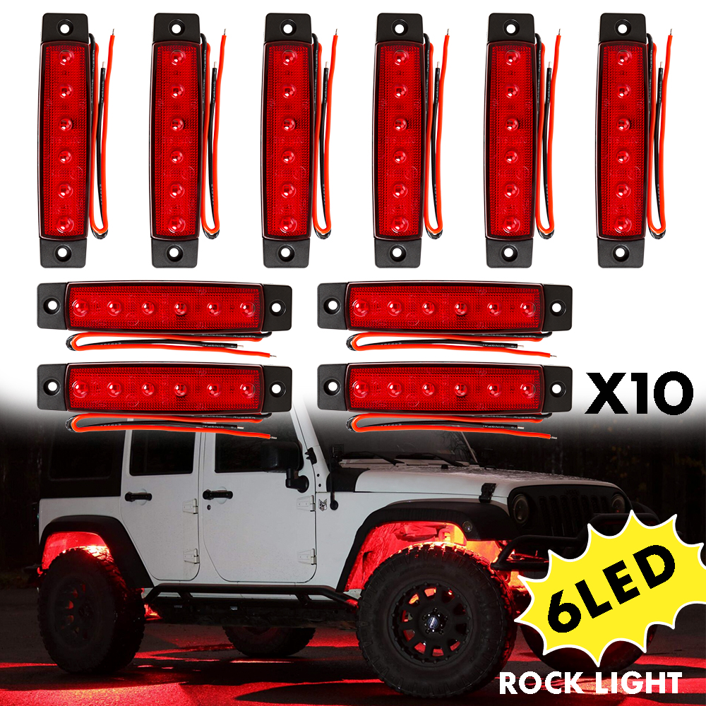 GTP 10X CREE LED Red Rock Lights Truck Underbody Kit OffRoad Underglow