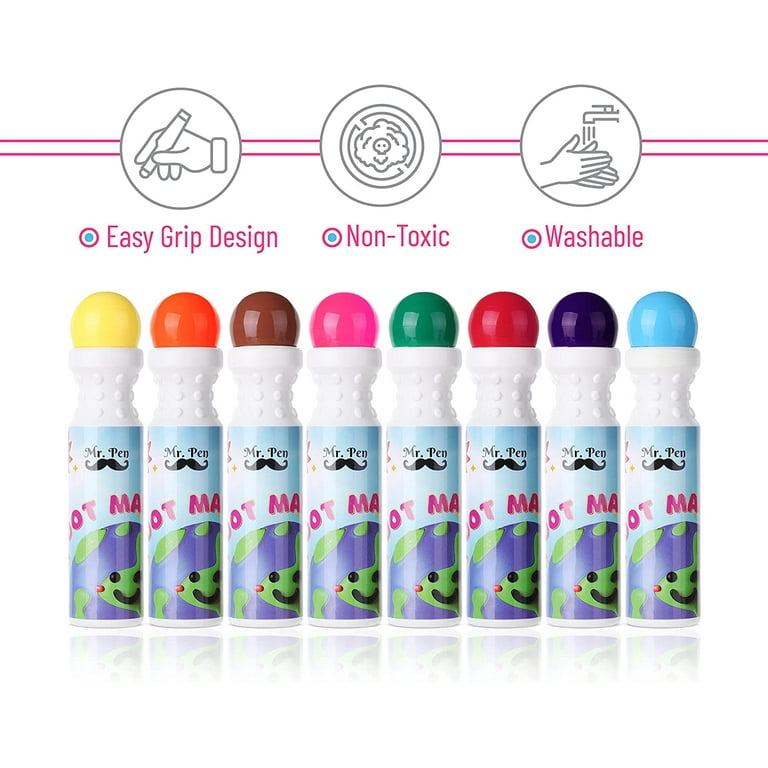 Mr. Pen- Washable Dot Markers, 8 Colors, Dot Markers for Toddlers and Kids,  Paint Dotters for Kids, Dabbers for Kids, Bingo Markers, Bingo Daubers, Non  Toxic Paint Daubers, Bingo Dotters. 