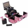 thumbnail image 3 of SHANY Premier Fantasy Professional Makeup Train Case Cosmetic Box Portable Makeup Case Organizer Jewelry storage with Locks , 3 Trays , Makeup Brush Holder and Cosmetics Mirror - Soft Pink, 3 of 5