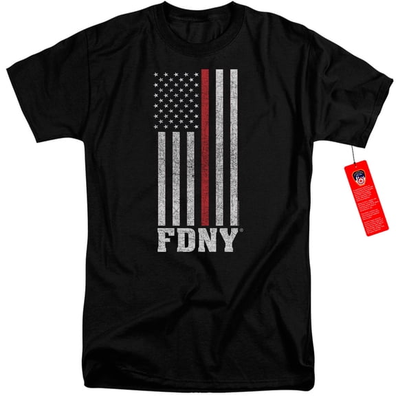 New York City Thin Red Line Adult Tall T-Shirt 18/1 T-Shirt Black