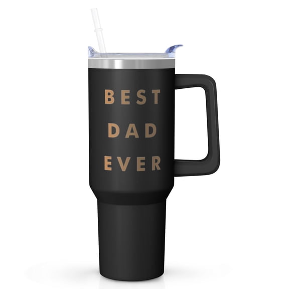 40oz Cup for Dad with Straw - Best Dad Ever Insulated Tumbler, Stainless Steel Construction, Leakproof Lid, The Perfect Gift for Dad for Any Occasion, Father's Day
