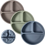 WeeSprout Suction Plates for Babies & Toddlers, 100% Silicone, Dinnerware Stays Put, 3 Pack