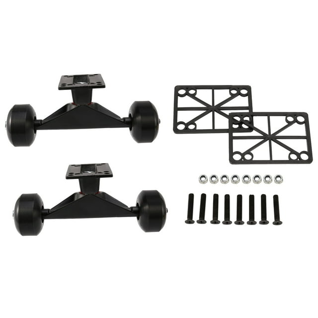 2 Ensembles de Roues de Planche à Roulettes en Alliage d'Aluminium, Camions de Planche à Roulettes, Pièces de Longboard en Caoutchouc, Mini Cruiser, Noir