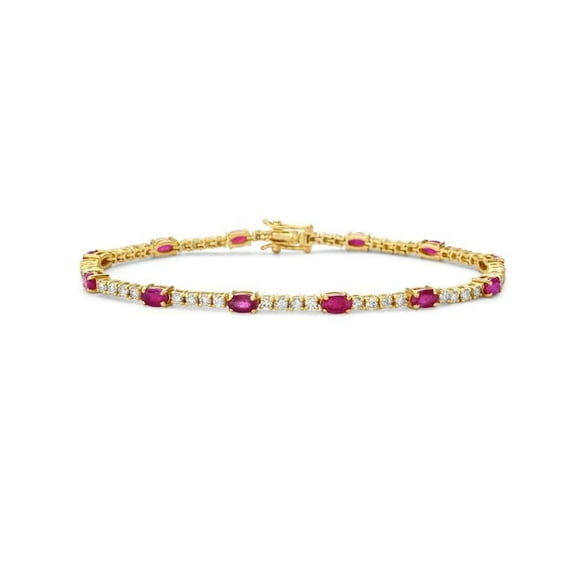 925 Ruby Oval Tennis Bracelet/ 18K Solid Gold Plated Bracelet/ Lab Ruby Tennis Bracelet/ Certified Stacking Bracelet/ Wedding Gifts