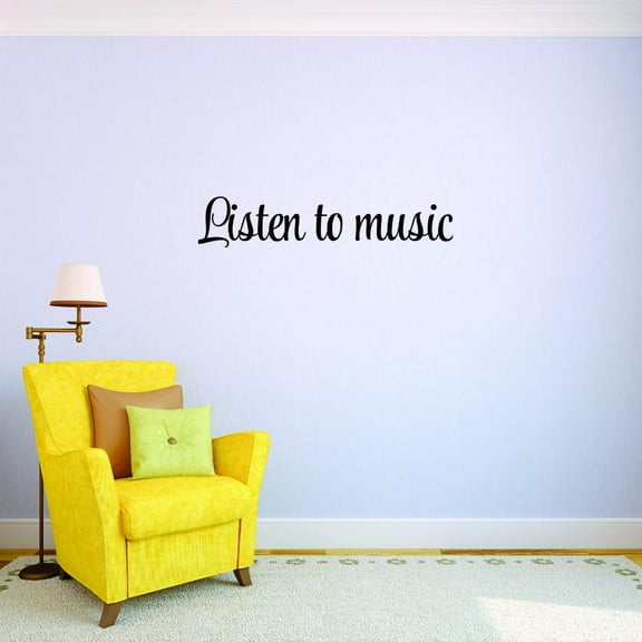 Custom Decals Listen To Music.Wall Art Size: 10 X 36 Inches Color: Black