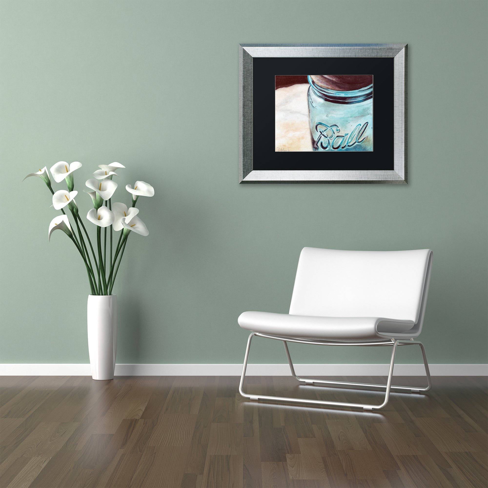 Trademark Fine Art "Ball Jar Ideal Peppers" Canvas Art by Jennifer Redstreake Black Matte, Silver Frame