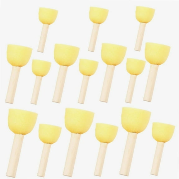 30pcs Sponge Stamp Foam Paint Brush Stencil Paint Sponge Painting Stippler Set Wooden Handle Foam Brush Sponge Stamper Seal Brushes Sponge Paint Tool Round