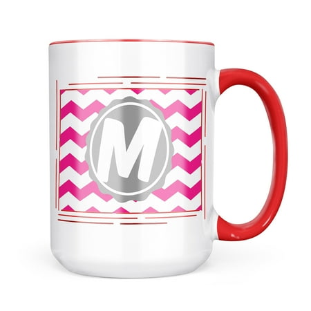 

Neonblond Monogram M Pink Chevron Mug gift for Coffee Tea lovers