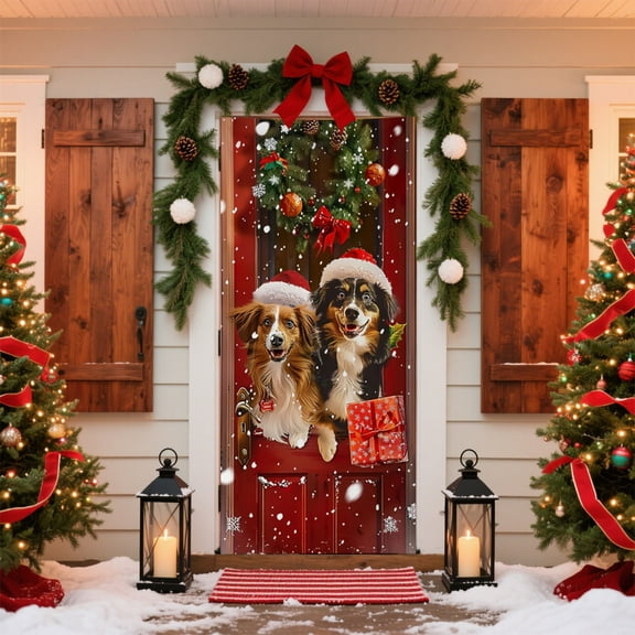 HomeYZEGDCH Door Curtains for Doorway Privacy, Christmas Fabric Front Door Banner, Thermal Insulated Temporary Doorway Cover Room Divider Drapes, Gifts for Women Men