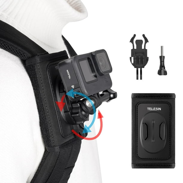 Soporte con clip para correa de hombro con soporte para GoPro y DJI