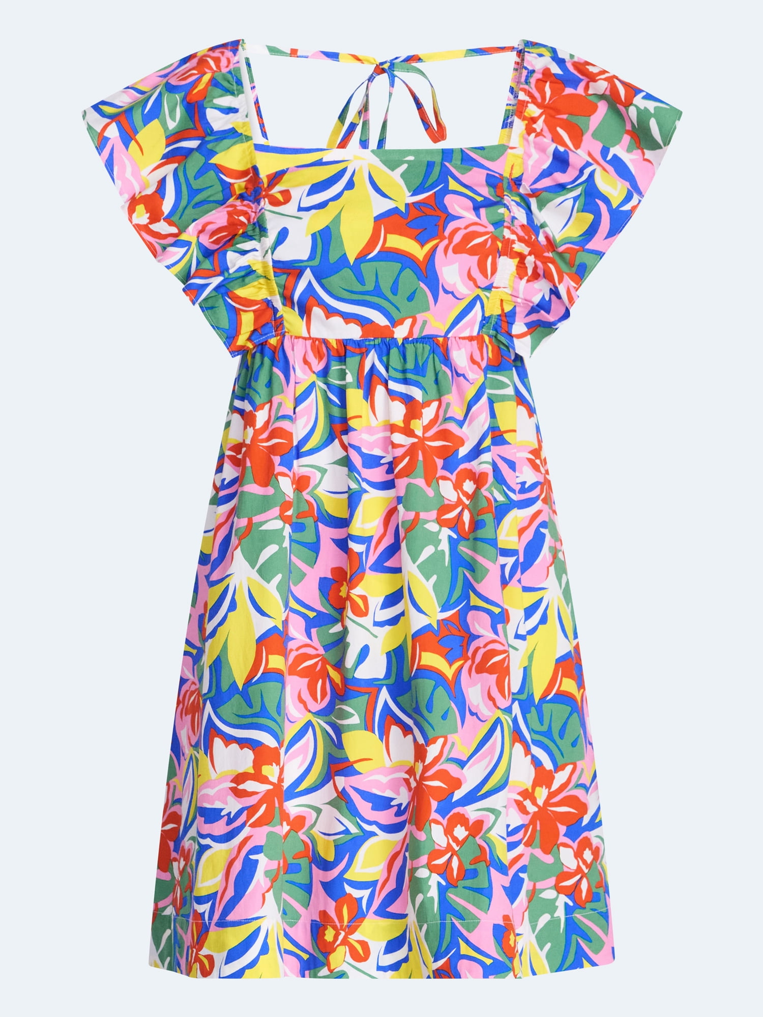 Free Assembly Women's and Women's Plus Square Neck Flutter Sleeve Mini Dress, XS-4X