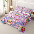 thumbnail image 3 of Manfei Cute Cartoon Daisy Quilt Full,Colorful Kawaii Schoolbag Full Bedspread Sets,3pcs,1 Coverlet and 2 Pillowcases, 3 of 7