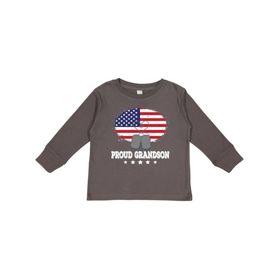 Inktastic Proud Military Grandson US Flag Boys Long Sleeve Toddler T-Shirt