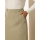 thumbnail image 4 of Falda de tubo para mujer Faldas midi de trabajo con espalda dividida de cintura alta Caqui S, 4 of 5