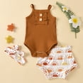 thumbnail image 2 of Baby Girls Clothes Sleeveless Solid Color Ribbed Bodysuit and Sun Prints Shorts with Headbands Outfits Baby Girls Set, 2 of 8